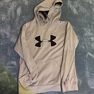 Under Armour Heather Gray Hoodie with Black Emblem